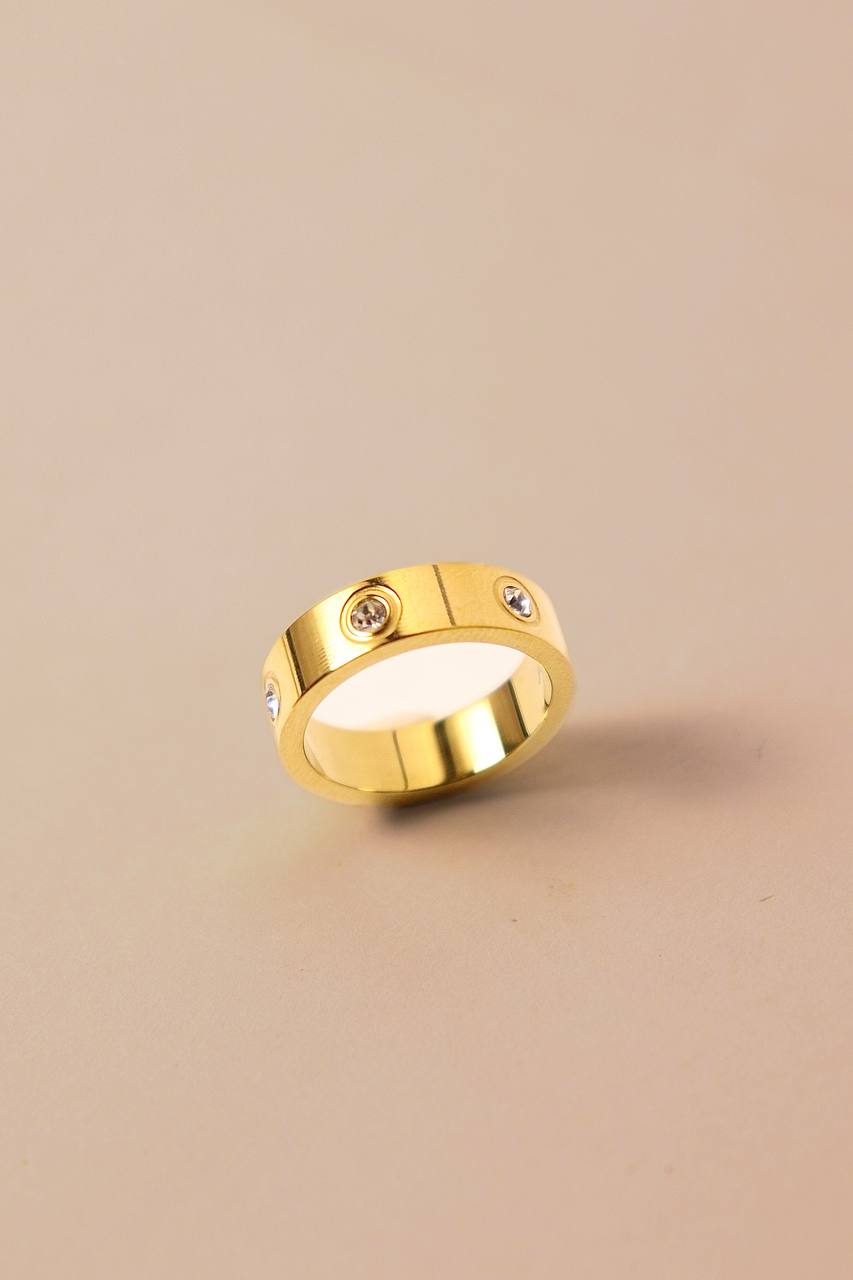 Bague anneau strass en acier inoxydable doré - MKM Accessoires