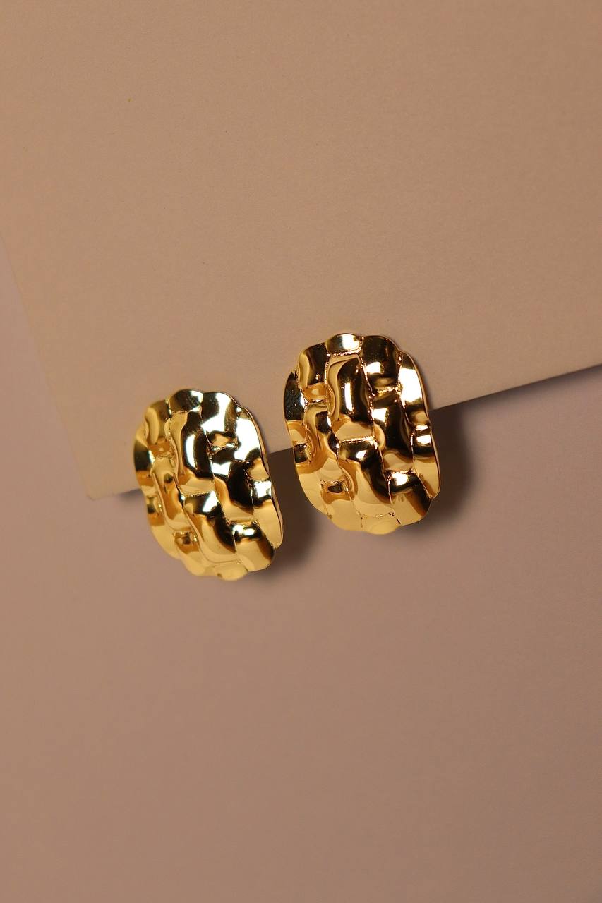 Boucles d'oreilles rondes relief en acier inoxydable doré - MKM Accessoires