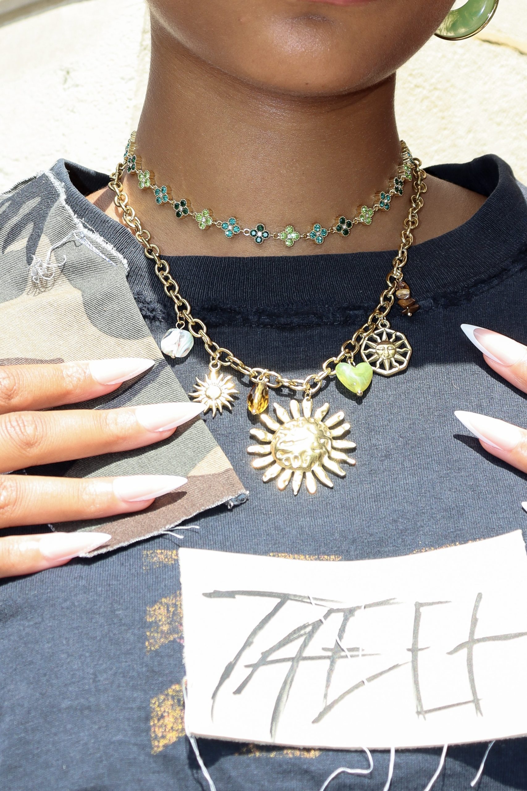 Collier Fleurs Émeraude