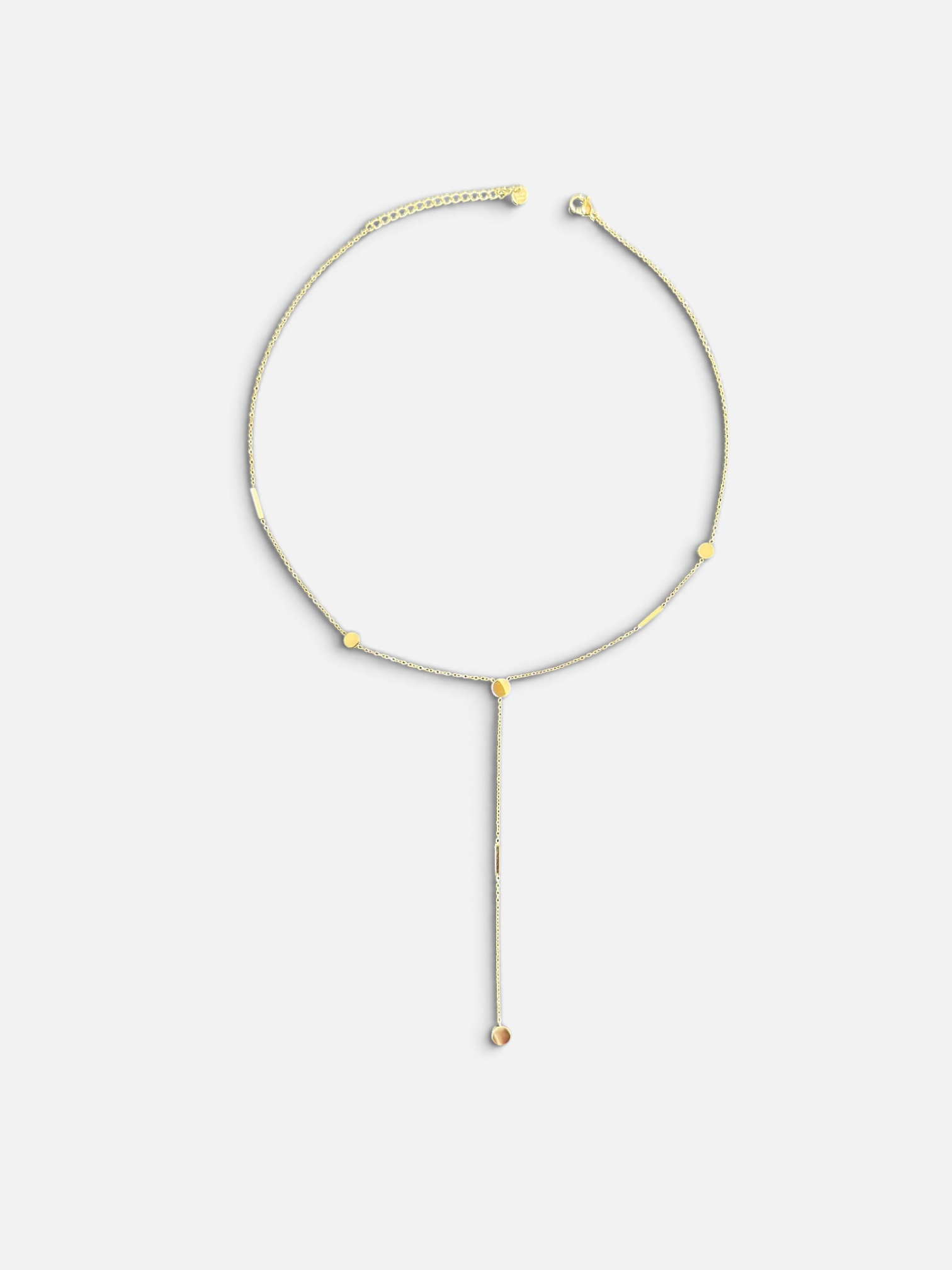 Collier Y à Pastilles Dorées